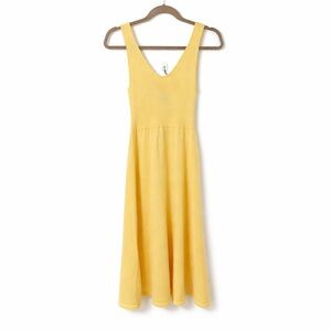 GAP Havana Butter Yellow Linen Blend Scoop Back Midi Dress XS Love Story Spring